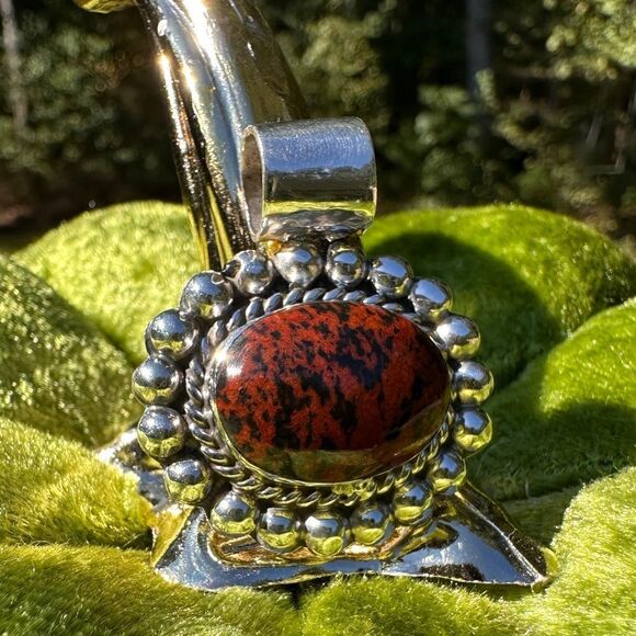 925 Oval Natural Mahogany Obsidian Gemstone
Pendant Vintage 925 Silver F… - Picture 13 of 16